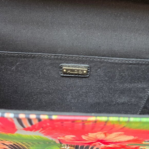 Aldo Tropical Floral Print Bag Hibiscus Summer Clutch Envelope Chain Strap - Picture 8 of 9